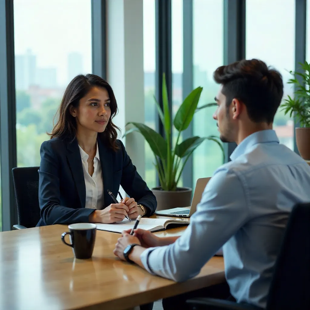 Office Job Interview: Latina Interviewer and Candidate