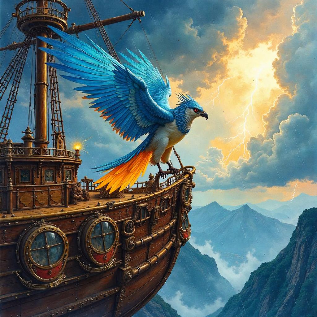 Thunderbird Aboard a Watercolor Airship