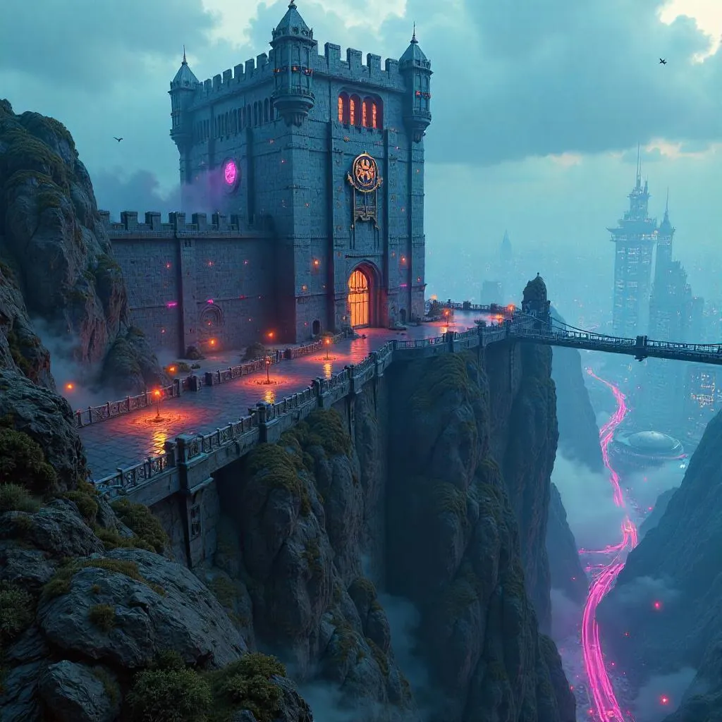 Neon Crown: The Cyberpunk Fortress Castle