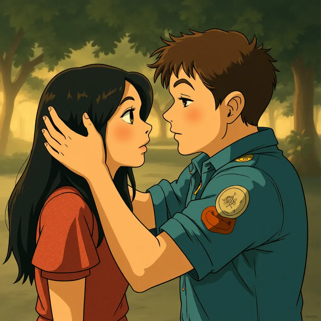 Taron Egerton and Sofia Carson in Carry-On (2024) - Ghibli style