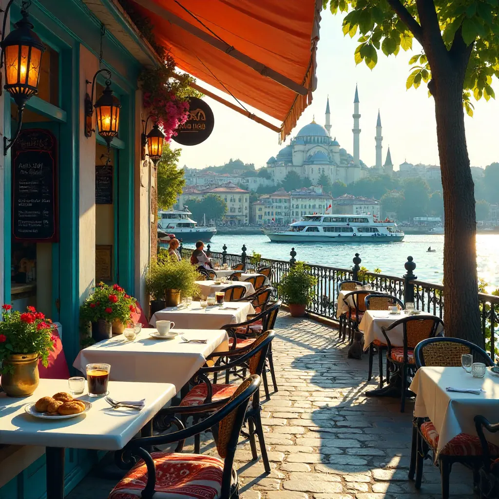 Sunny Istanbul Outdoor Café on a Bright Day