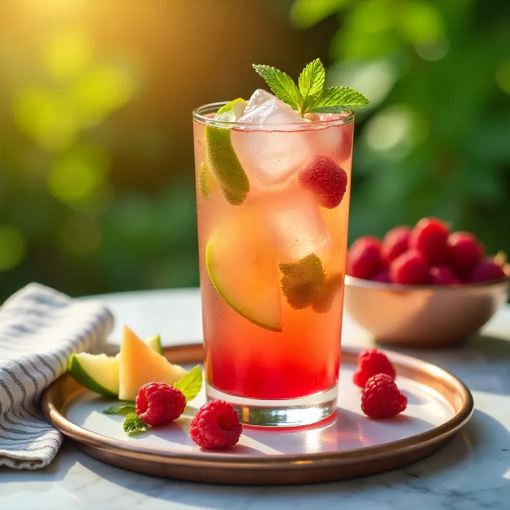 Vibrant Melon Raspberry Mint Summer Drink