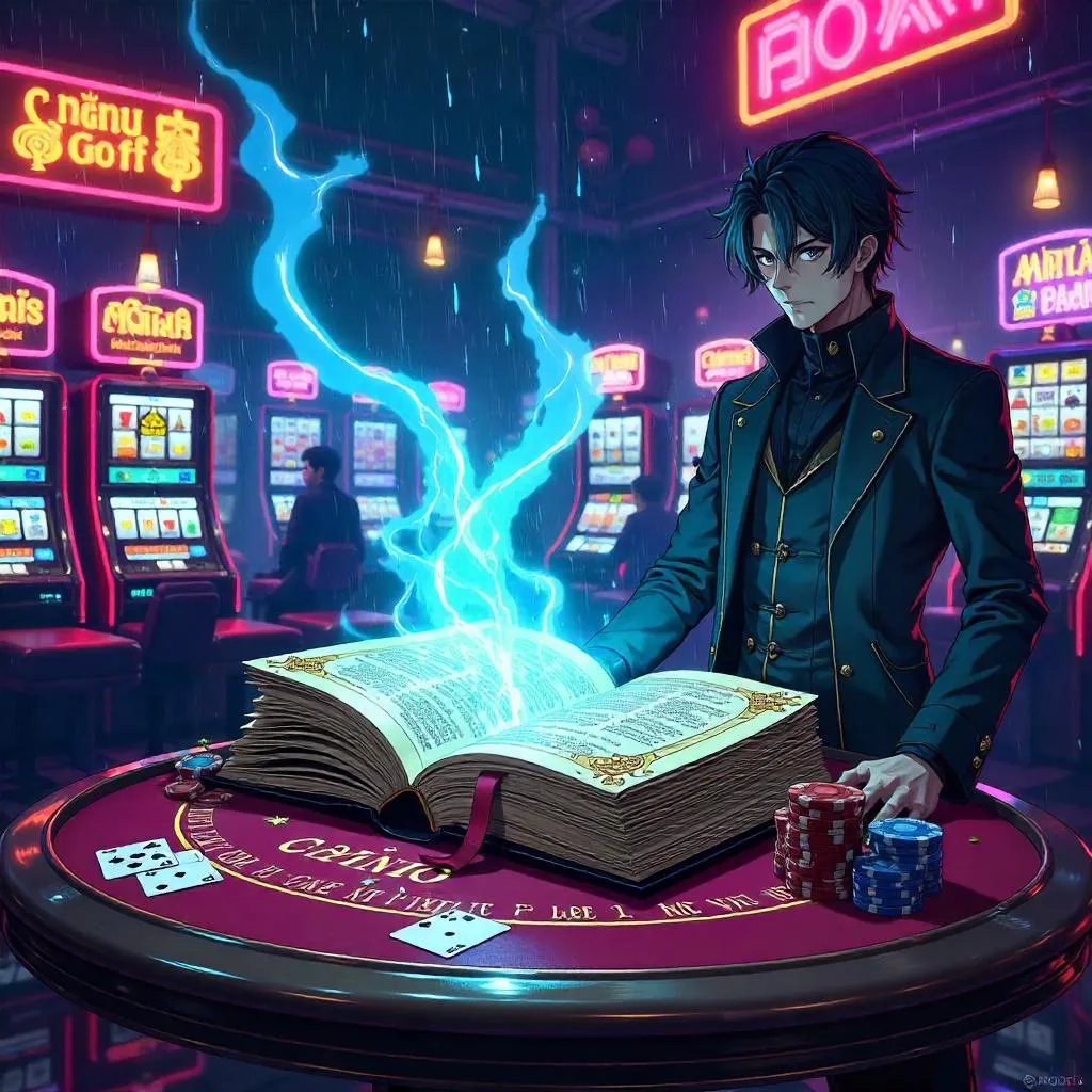 Arcane Tome in a Neon Anime Casino