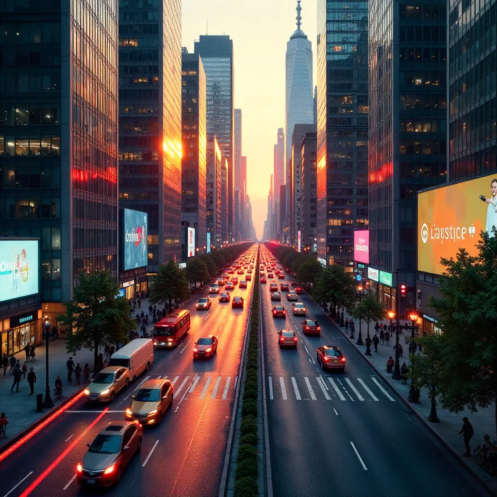 Urban Pulse: Skyscrapers, Traffic, and City Life