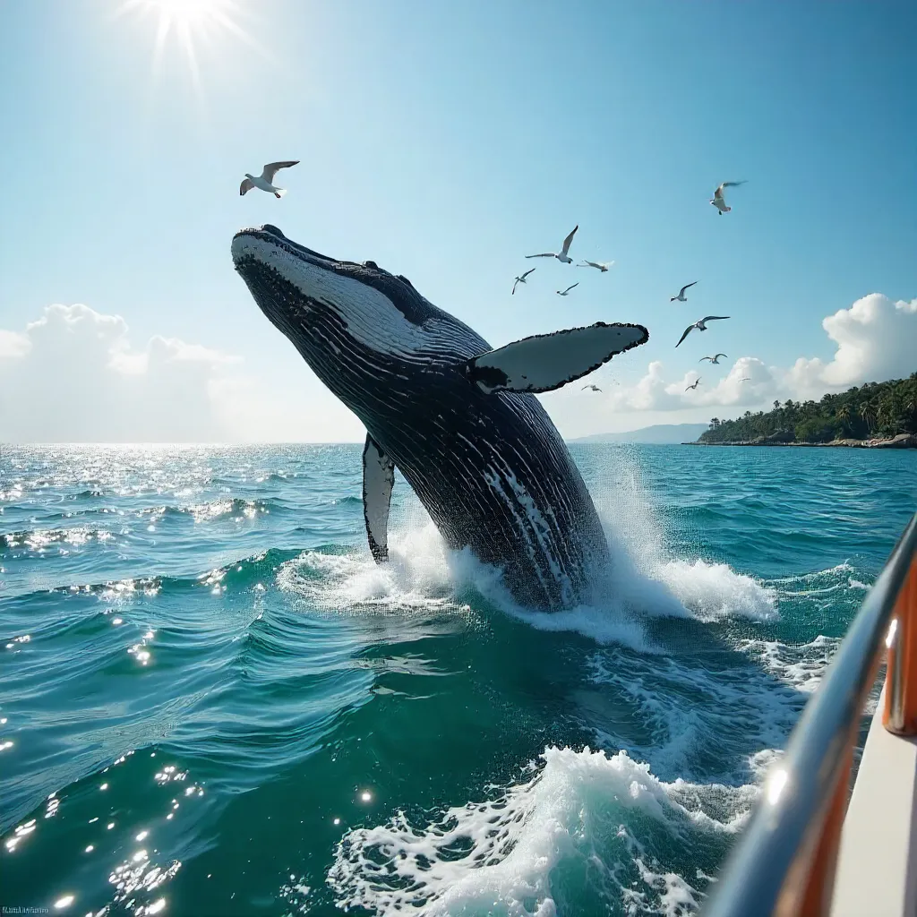 Bryde's Whale Breach in Gulf of Thailand