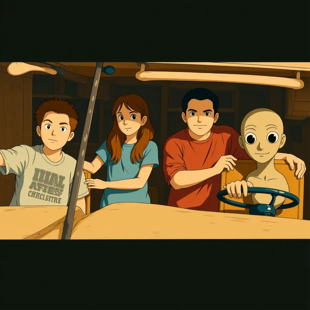 Nick Frost, Simon Pegg, Seth Rogen, and Kristen Wiig in Paul (2011) - Anime style