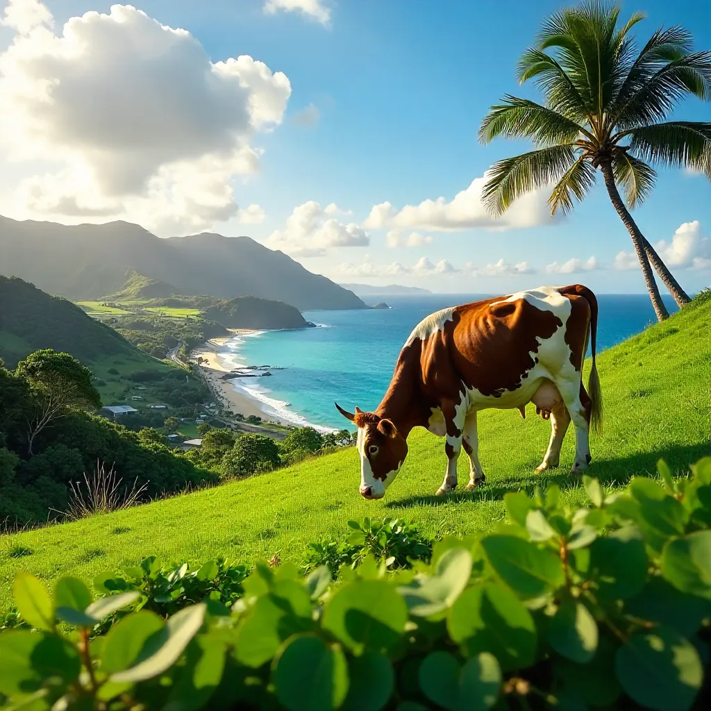 Lone Cow on Haleiwa's Green Hillside