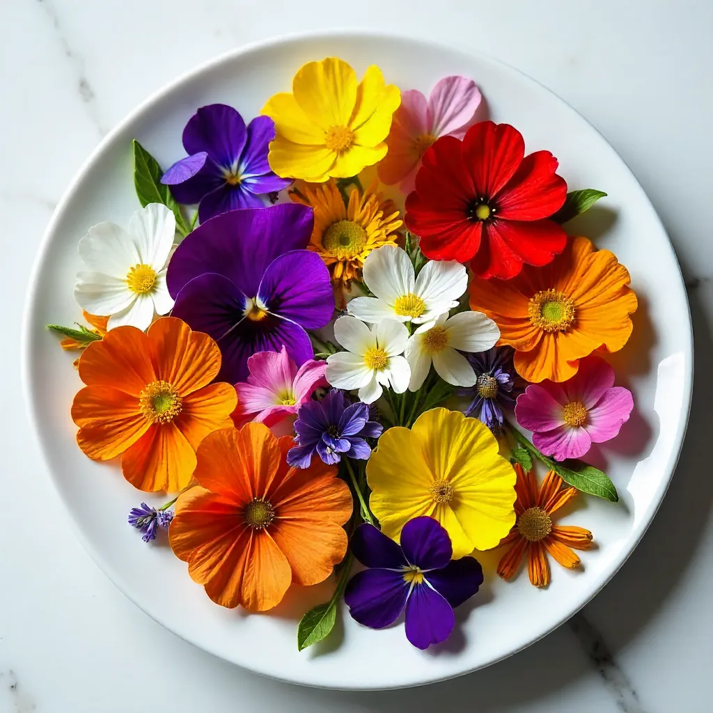Bright Edible Flower Palette for Culinary Decoration