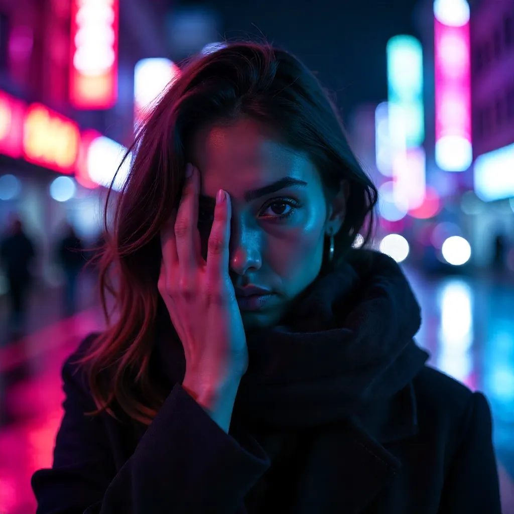 Midnight Portrait of a Woman in Motion Blur