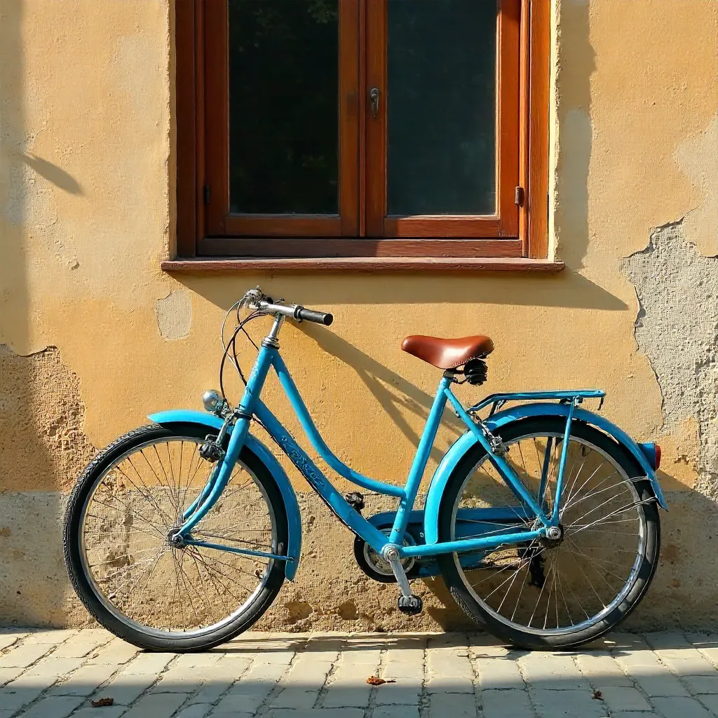 Blue Classic Bicycle by a Textured Türkiye Wall