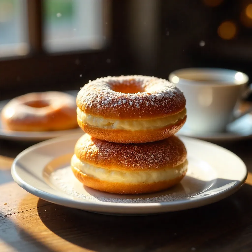 Fluffy Donut Stack with Powdered Sugar
