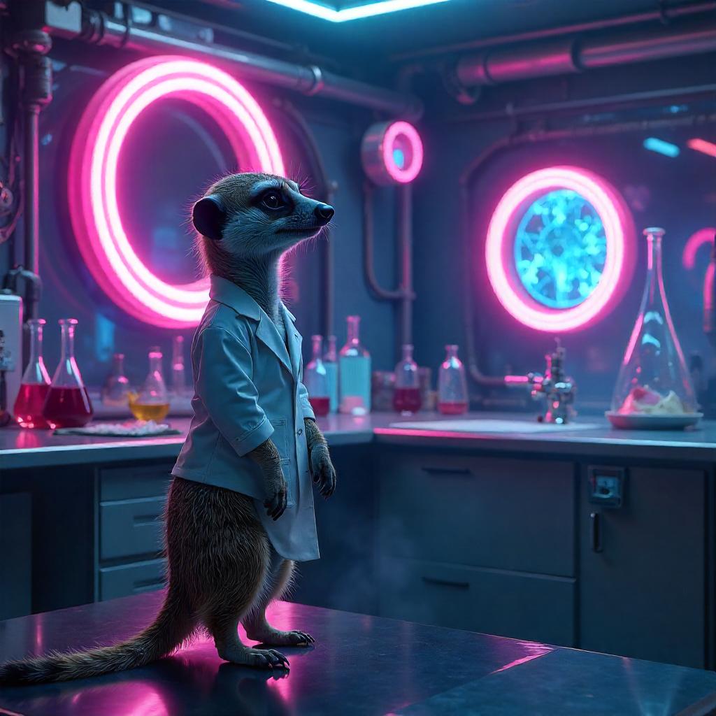 Meerkat in a Neon Portal Lab: Digital Art Scene