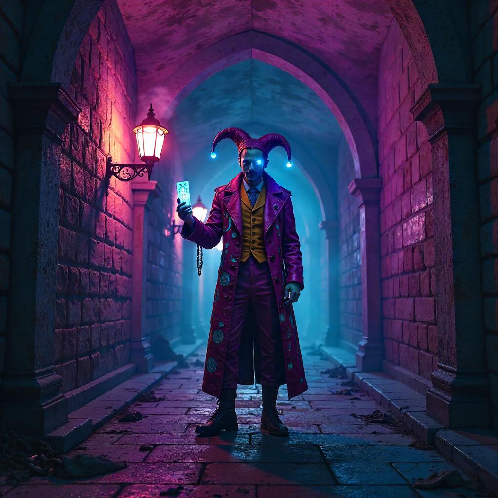 Neon Jester in the Castle Dungeons