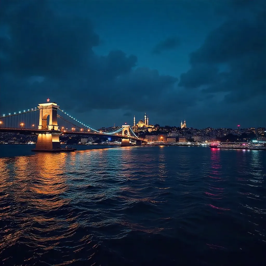 Istanbul Nightscape: Bosphorus Bridge and Skyline