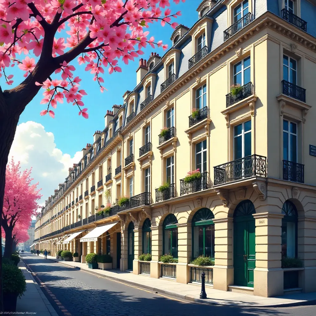 Elegant Parisian Facade Amid Spring Light
