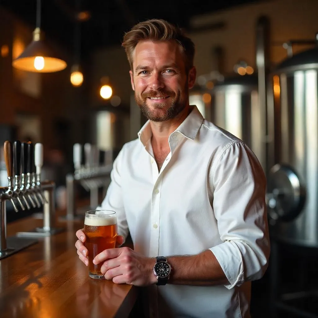 Confident White Man at a Craft Brewery