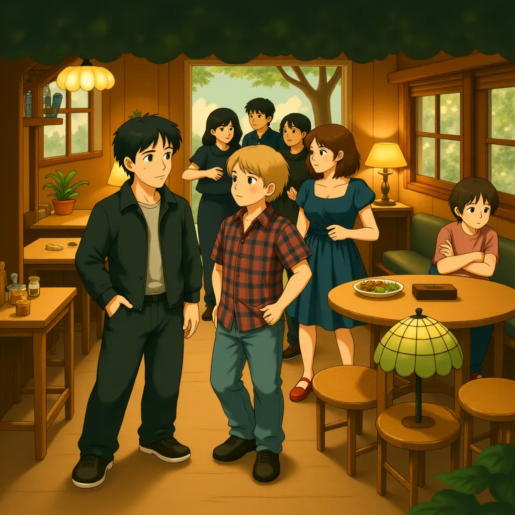 Salma Hayek, Adam Sandler, Chris Rock, Rob Schneider, Maria Bello, David Spade, Kevin James, Maya Rudolph, and Ada-Nicole Sanger in Grown Ups (2010) - Anime style