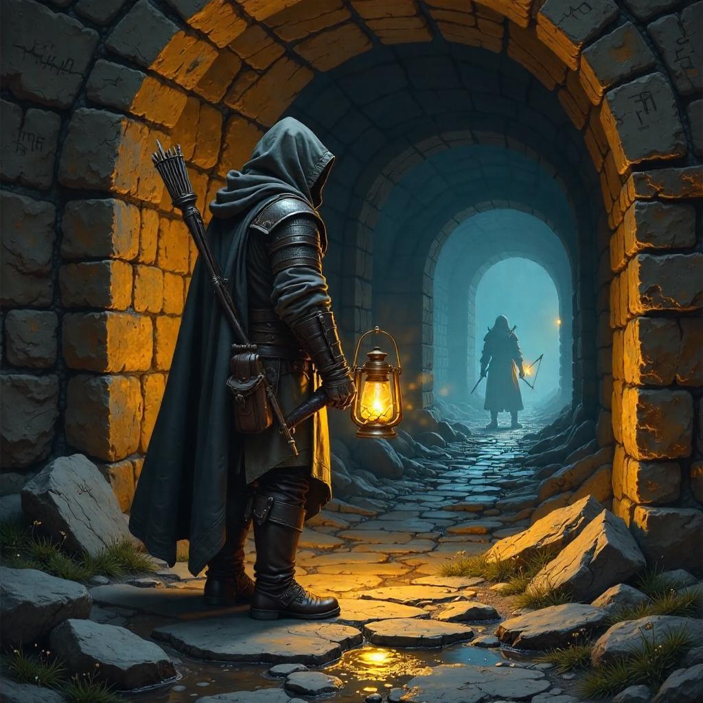 Ranger in the Dungeon: An Oil Painting