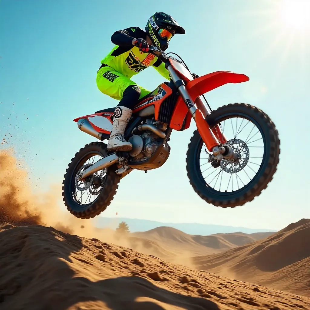 Whip Trick Under Clear Skies: Motocross Mastery