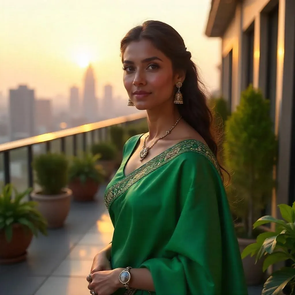 Terrace Portrait of a Photorealistic Indian Woman