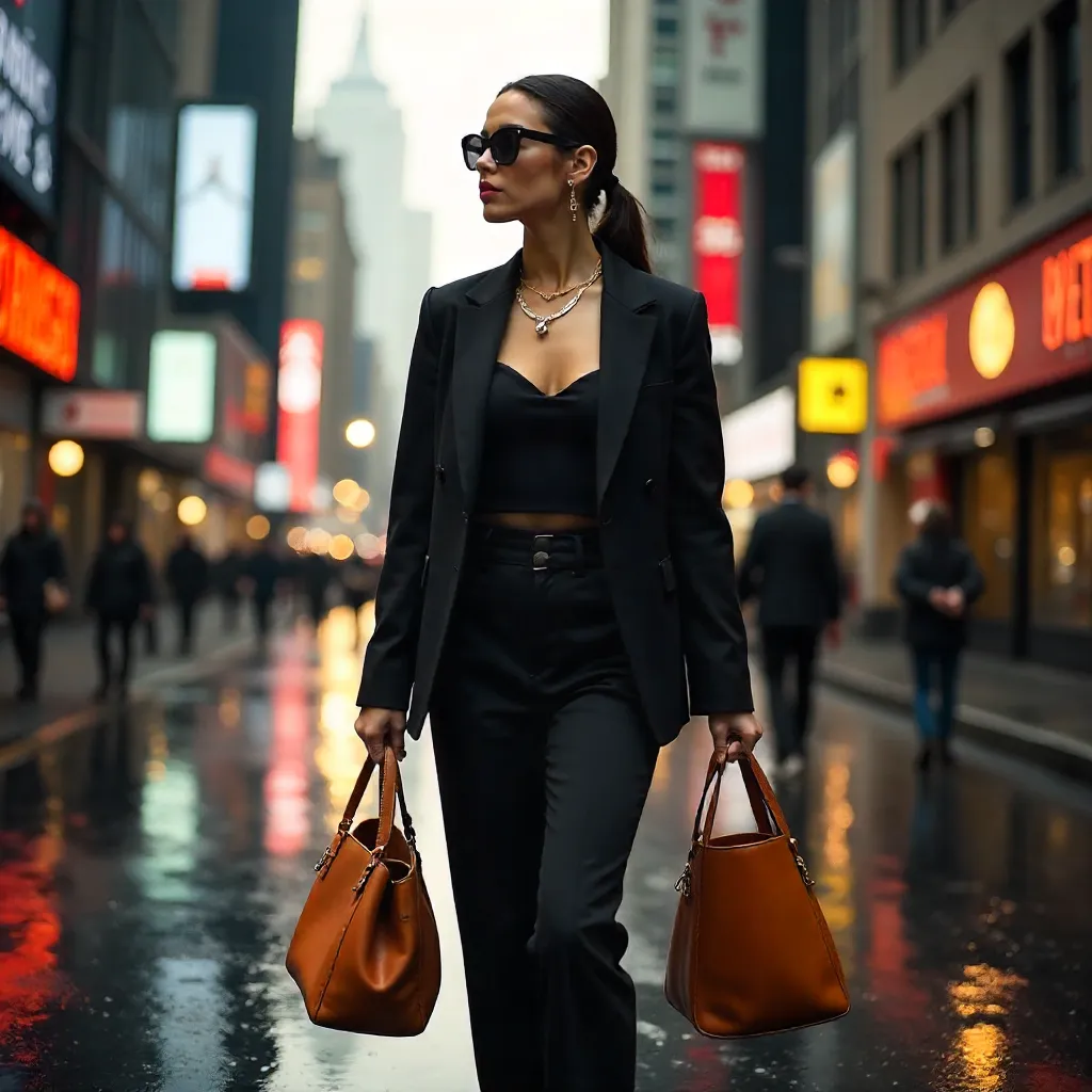 Urban Chic: Modern Woman with Tote in the City
