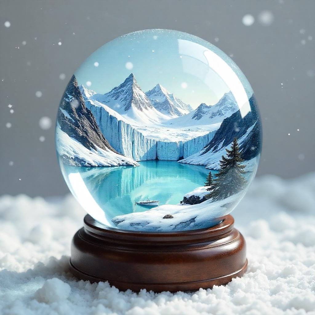 Glacier Snow Globe in Watercolor Dream