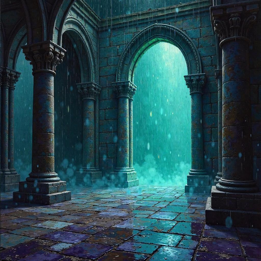 Rain in the Portal Chamber (Oil Painting)