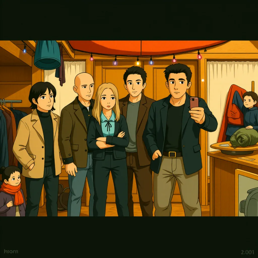 John Cusack, Clark Duke, Craig Robinson, Rob Corddry, and Collette Wolfe in Hot Tub Time Machine (2010) - Anime style