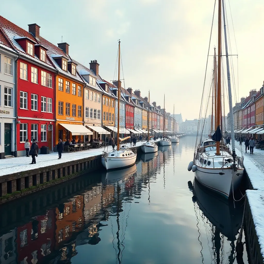Elegant Winter Nyhavn: Colorful Facades and Calm Waters