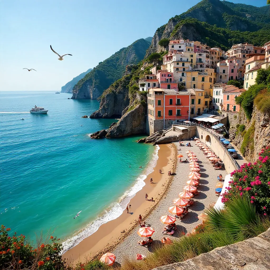 Sunlit Monterosso Beach, Cinque Terre Vista