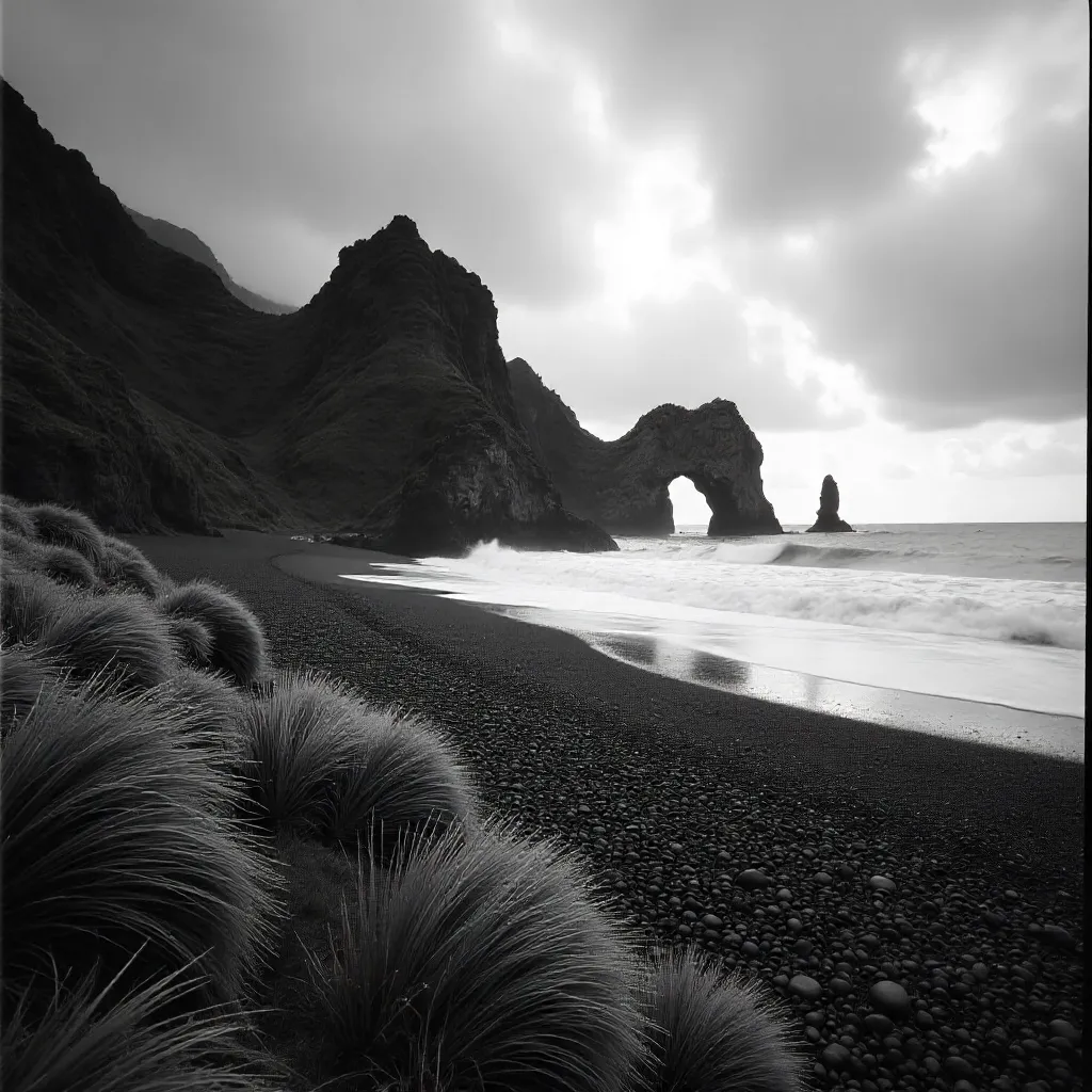 Monochrome Wharariki Beach Arches