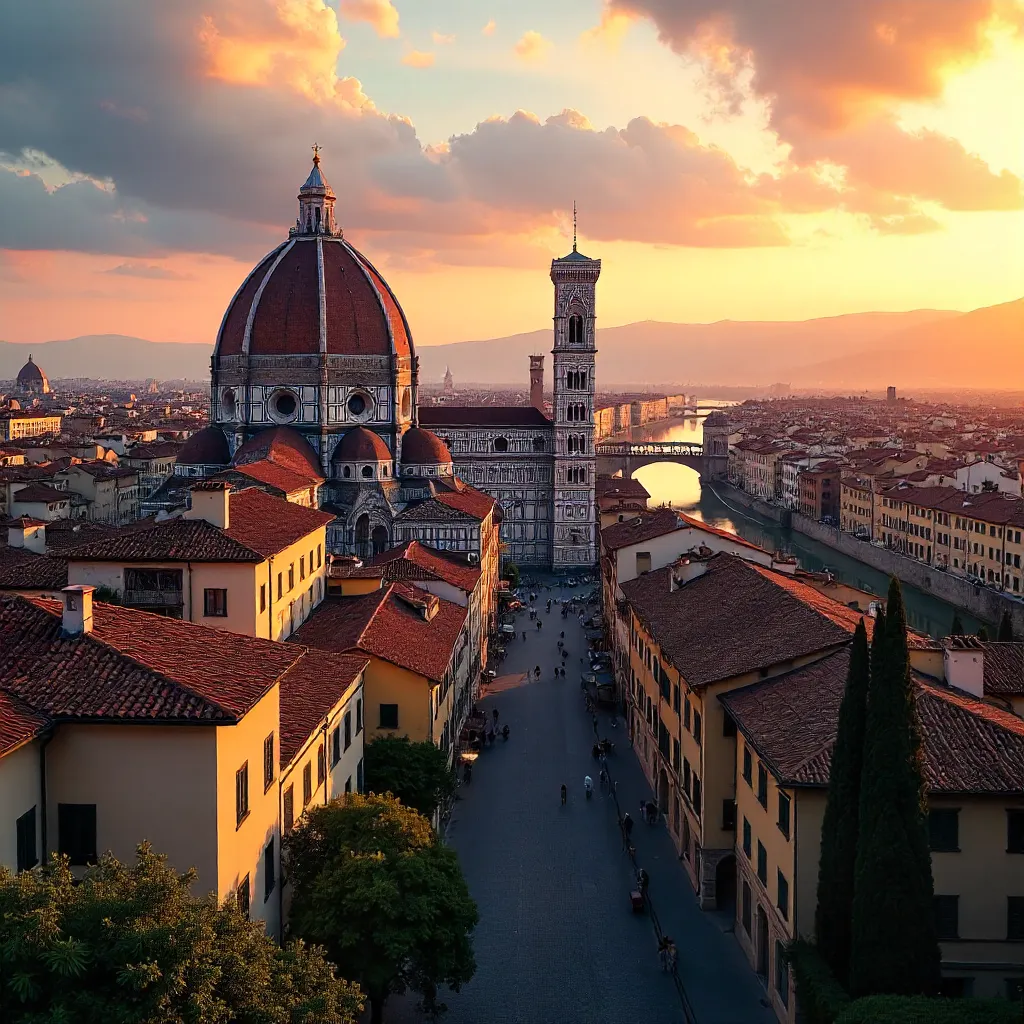 Sunset Over Florence: Duomo and City Skyline