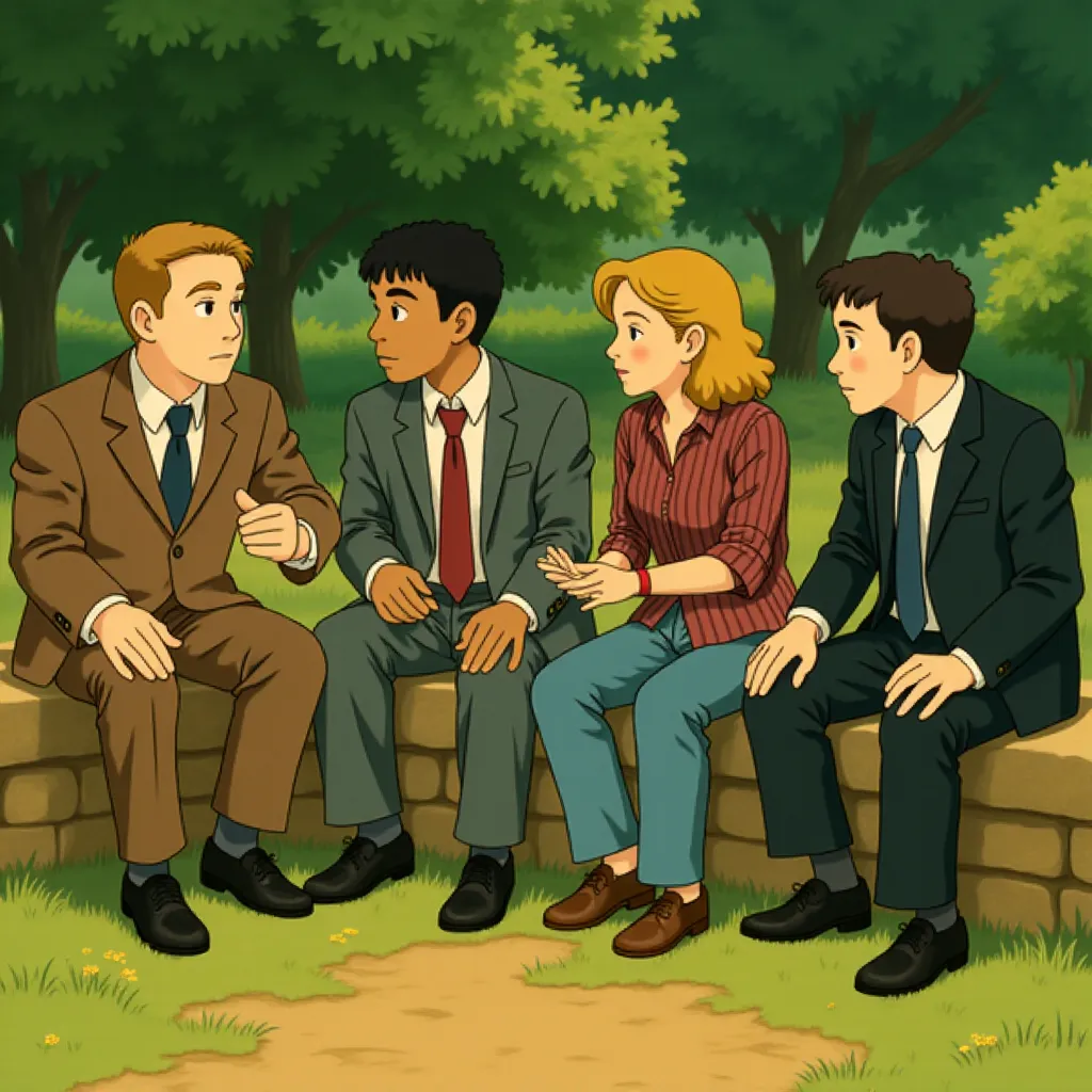 Adam Sandler, Chris Rock, David Spade, and Kevin James in Grown Ups (2010) - Anime style
