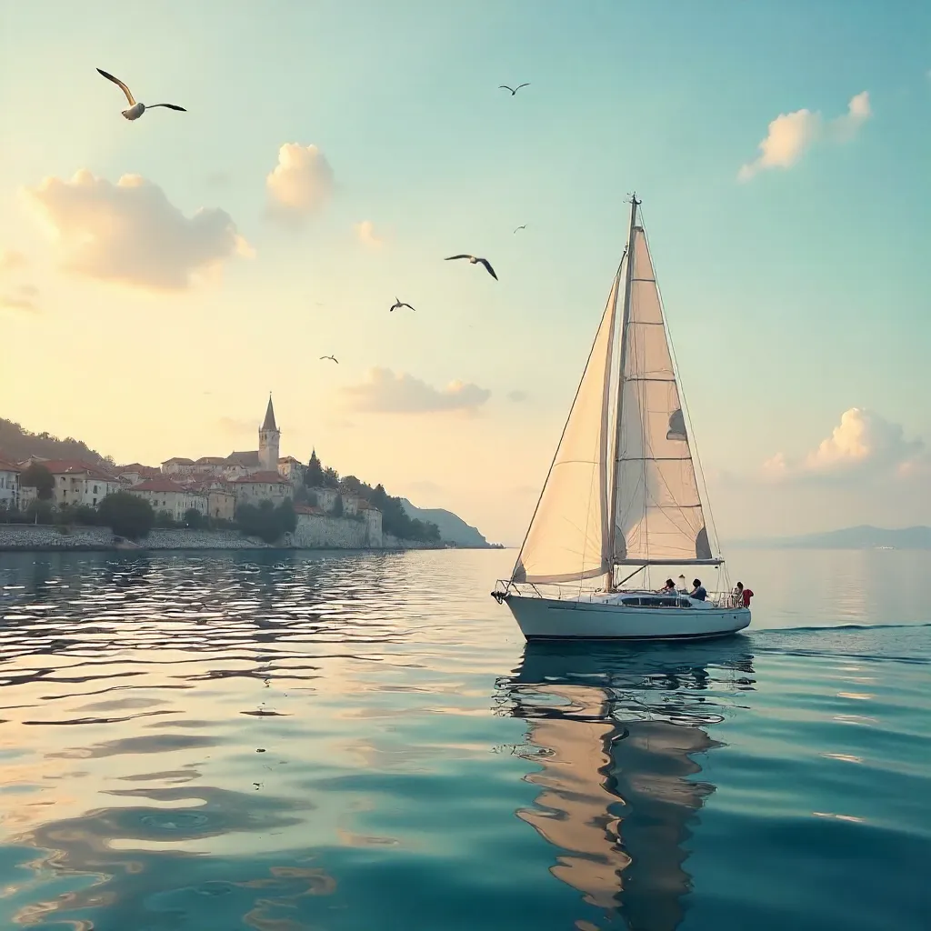 Solitary Sailboat on the Adriatic near Piran
