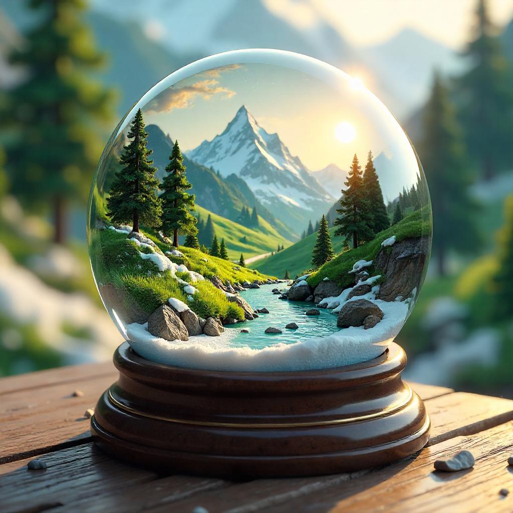 Valley Encased in a Snow Globe - 3D Render