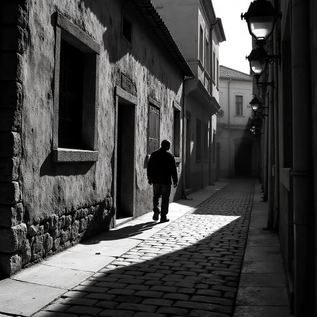 Solitary Walk in Bursa: Shadows on Historic Walls