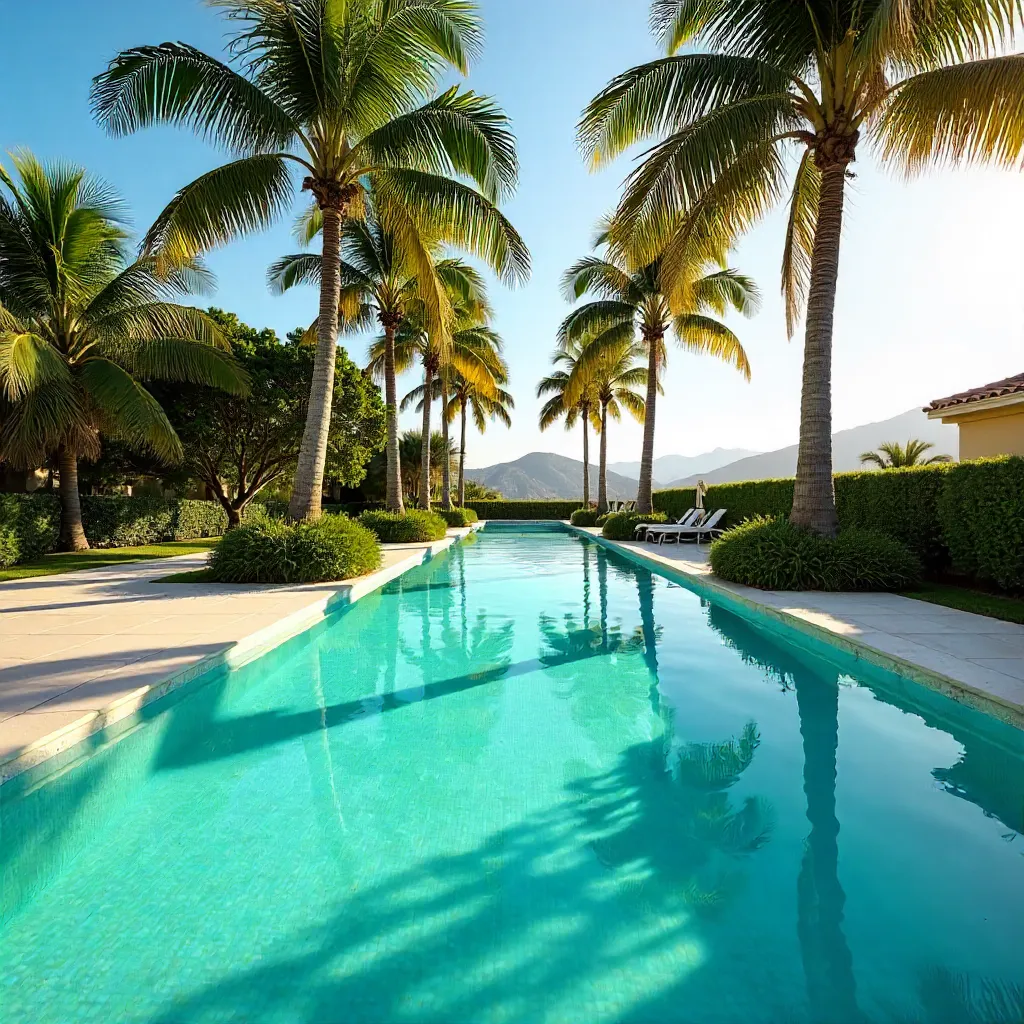 Palm Shadows Over Turquoise Pool, Nayarit