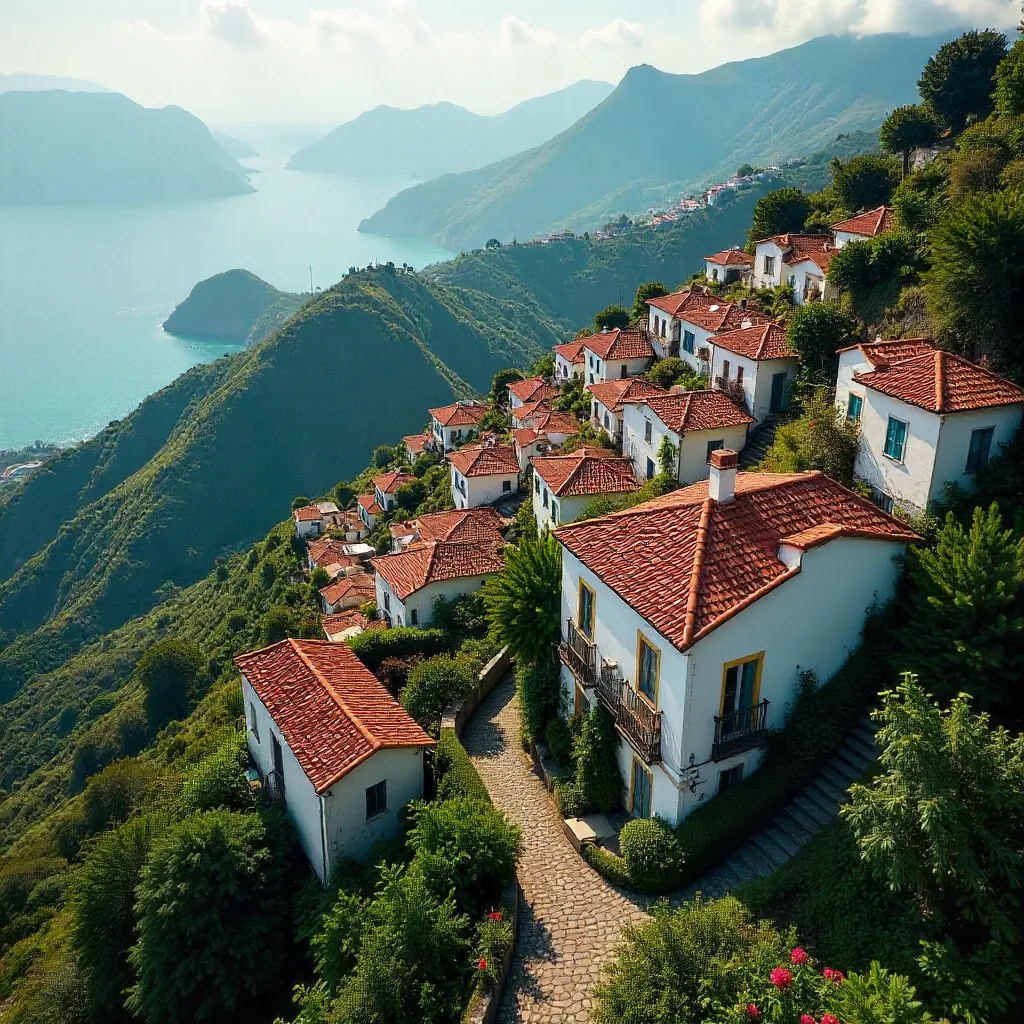 Aerial View of a Madeira Mountain Village