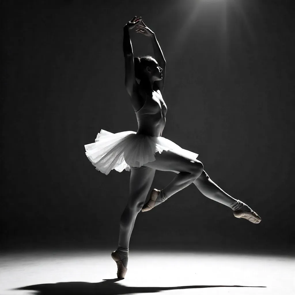 Mid-Leap Elegance in Noir Monochrome