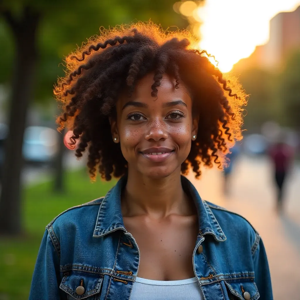 Confident Freckled Woman with Natural Hair - Candid Portrait