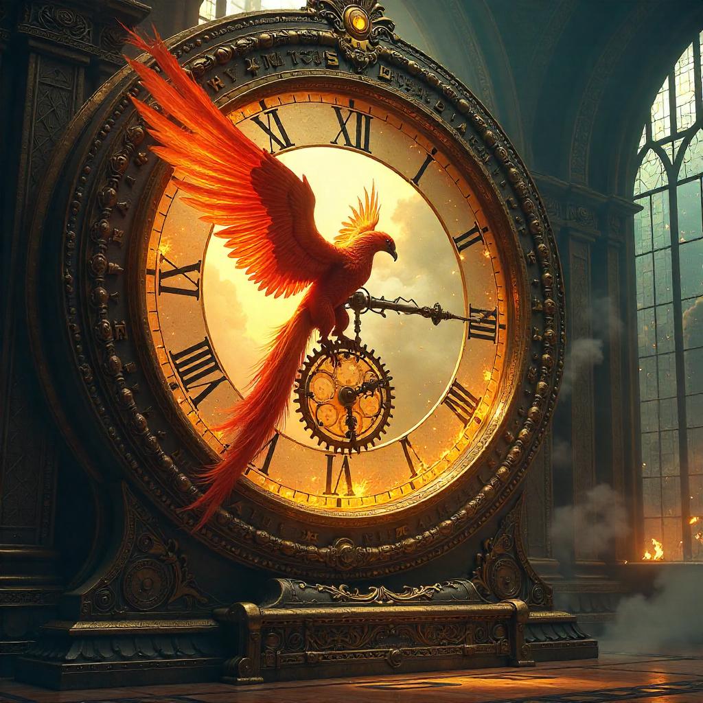 Phoenix Inside a Giant Clock: Concept Art