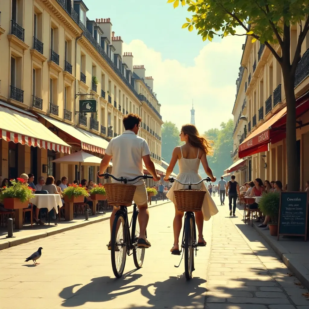 Two Cyclists in Paris: A Scenic Ride