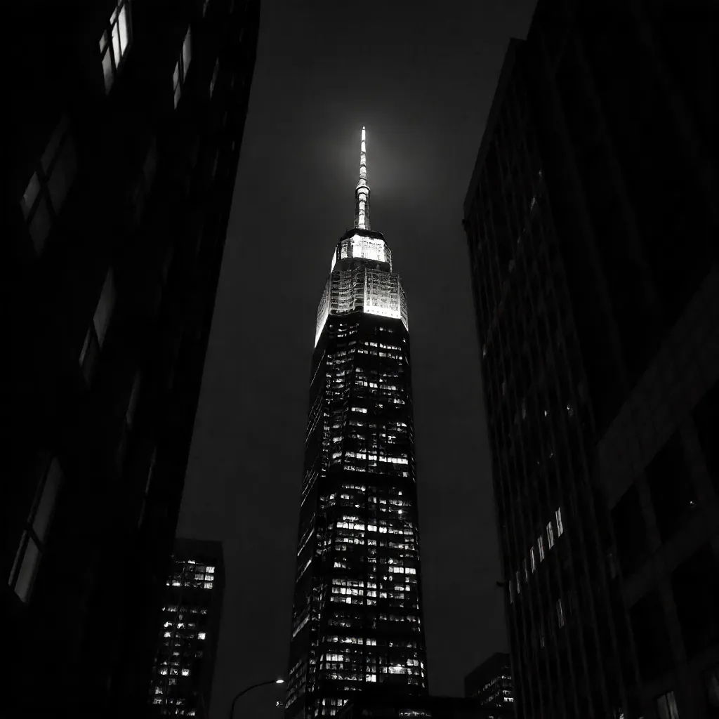 Tower of Light Between Shadowed Skyscrapers