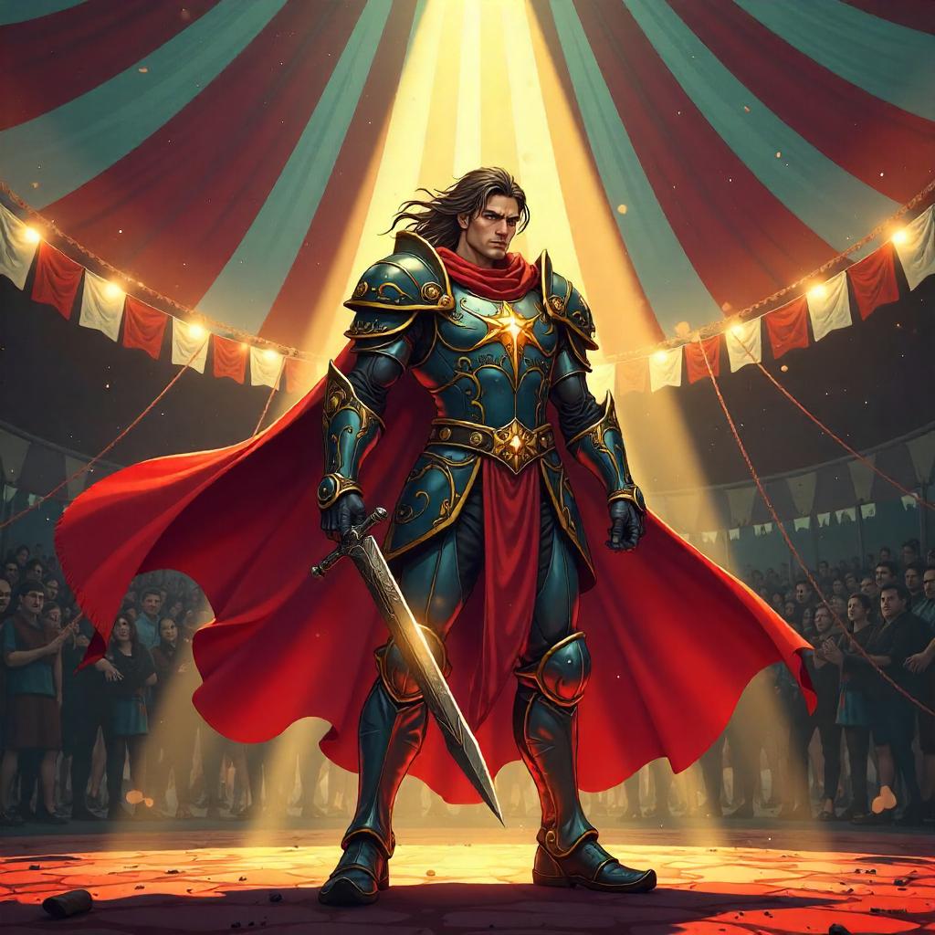 Anime Warrior Knight in a Circus Tent