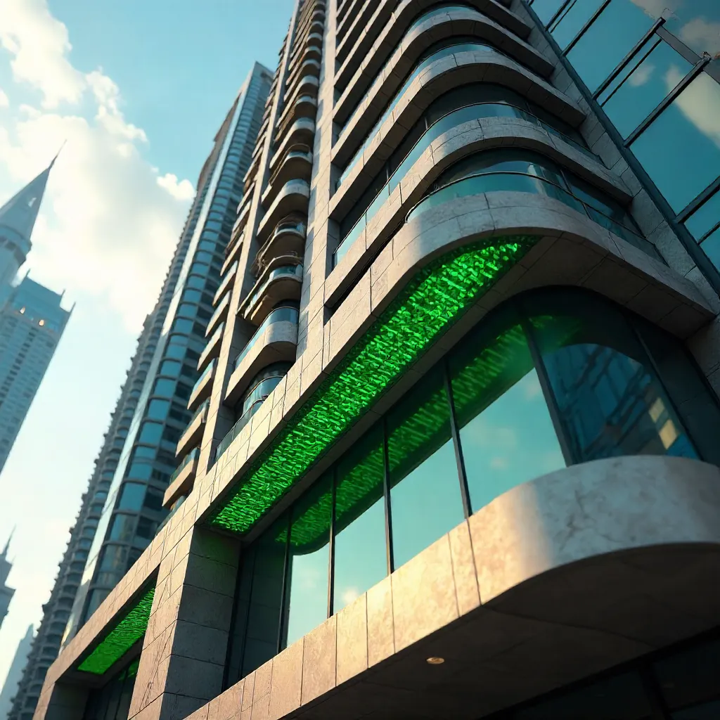 Emerald Accent: Dubai High-Rise Architectural Detail