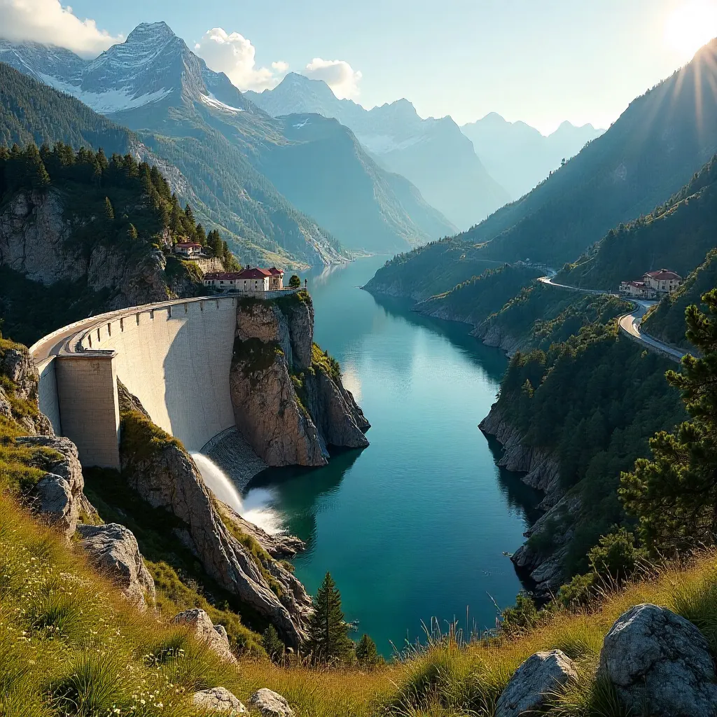 Piedmont Alpine Dam Amidst Majestic Peaks