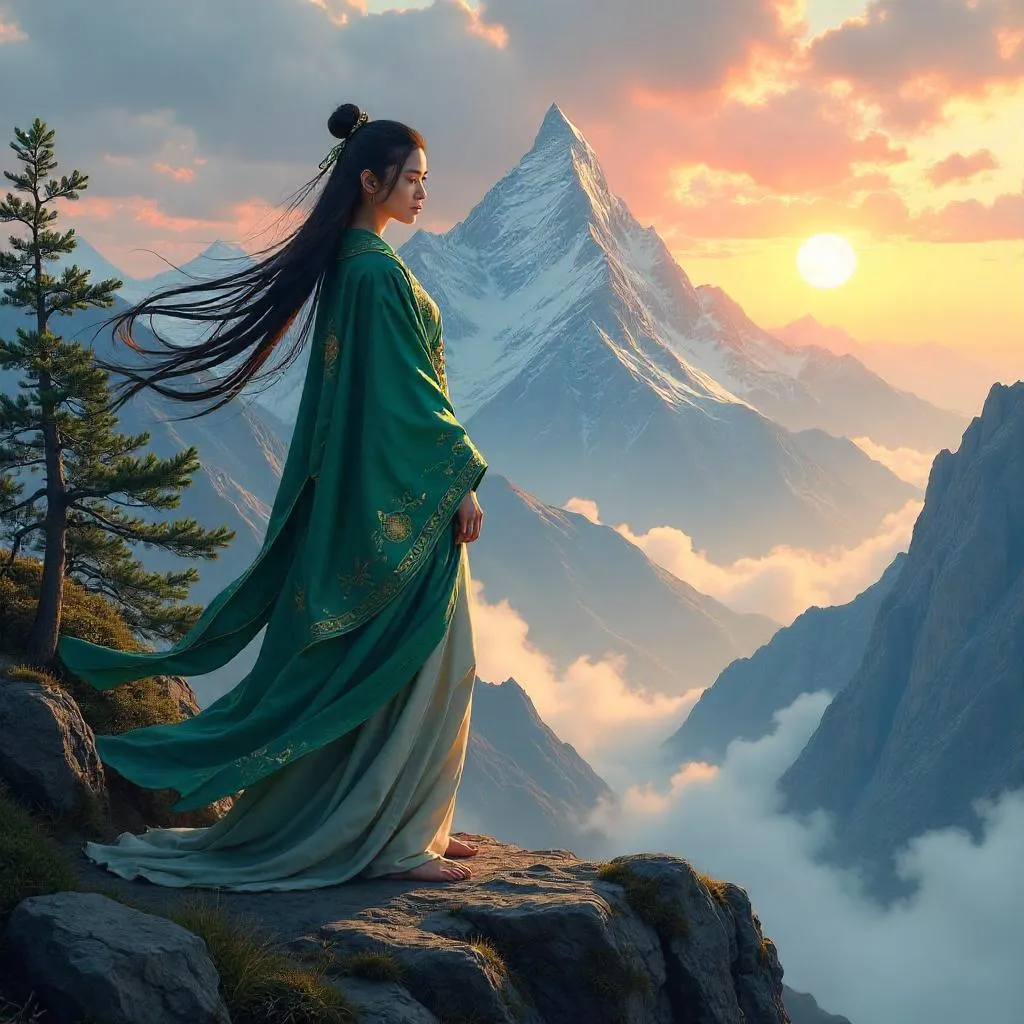 Mistbound Summit: Concept Portrait of a Mountain Spirit