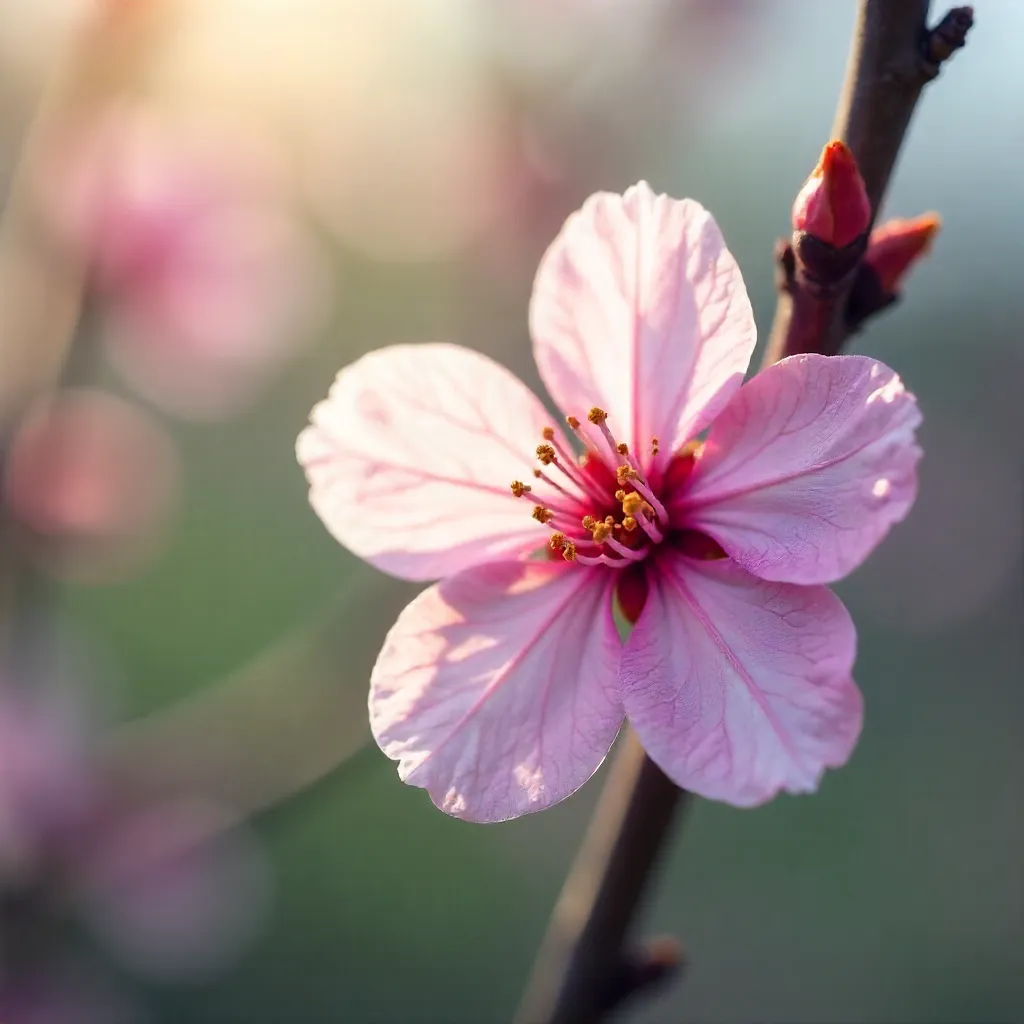 Close-Up of Delicate Pink Cherry Blossoms