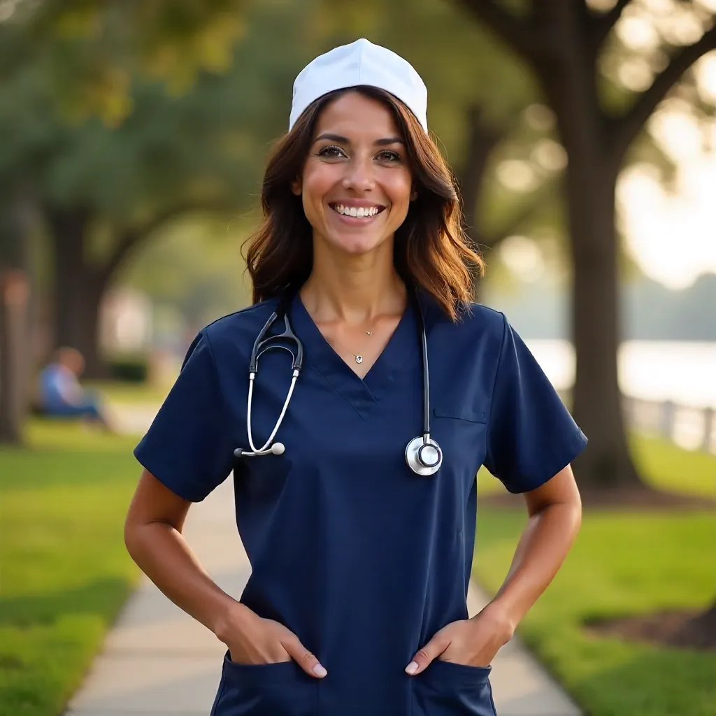 Confident Nursing Graduate Outdoors in Baton Rouge