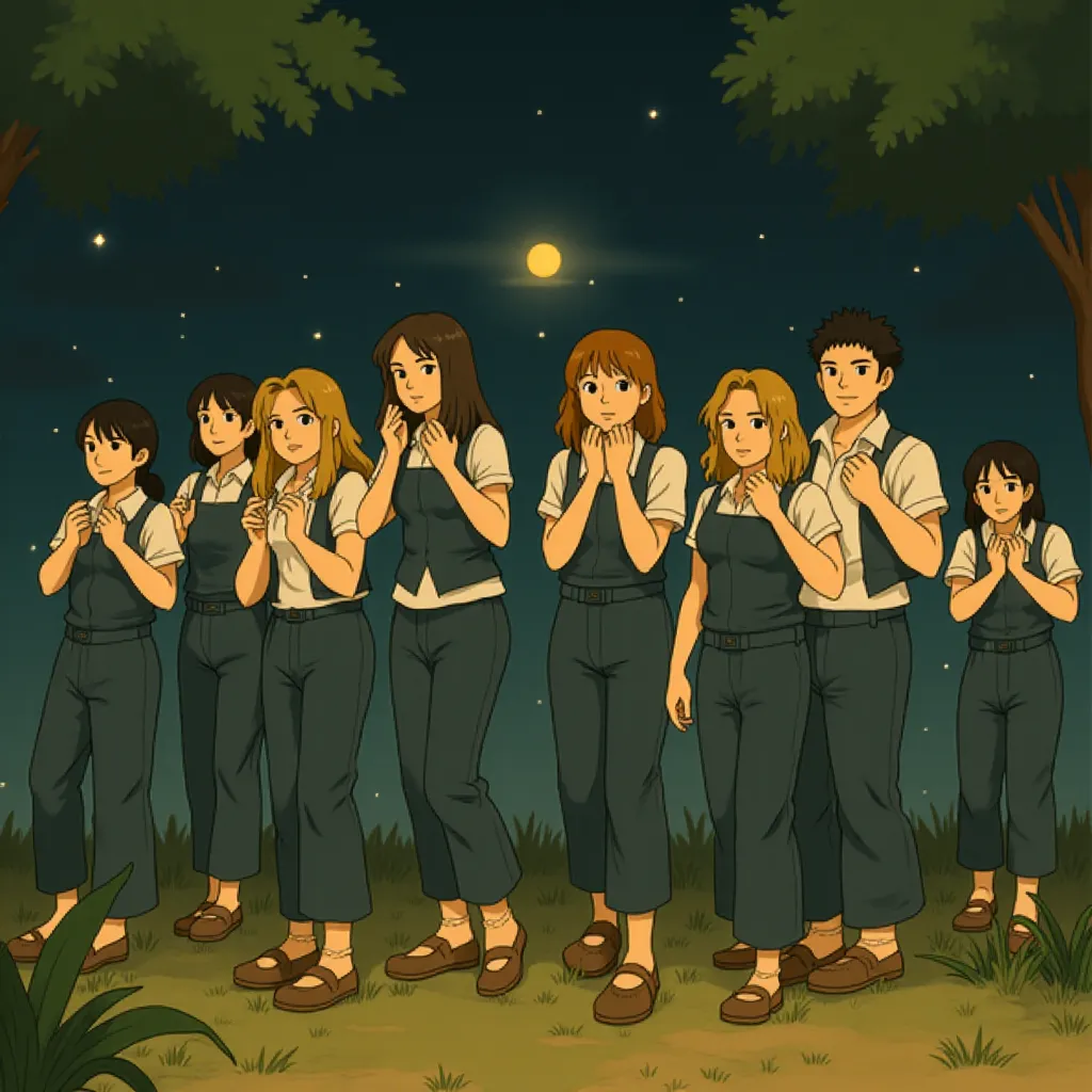 Anna Kendrick, Brittany Snow, Rebel Wilson, Hana Mae Lee, Chrissie Fit, Hailee Steinfeld, Alexis Knapp, Ester Dean, Kelley Jakle, and Shelley Regner in Pitch Perfect 2 (2015) - Anime style